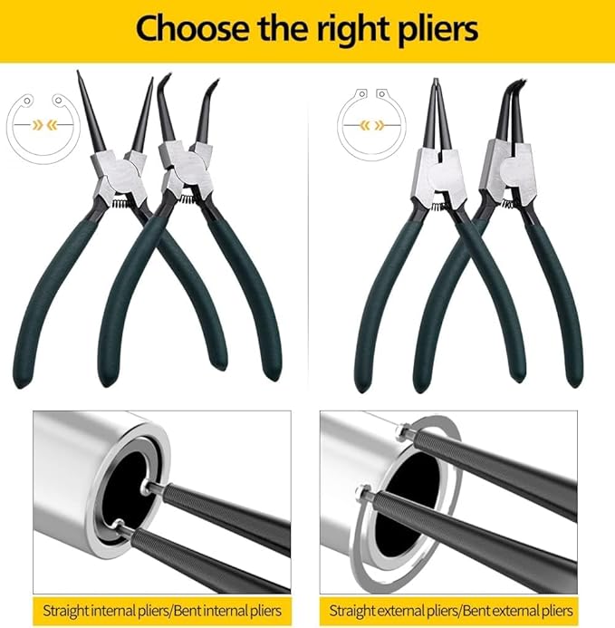 4pcs 7" Snap Ring Pliers with Storage Pouch
