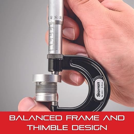 Starrett Outside Micrometer with One-Piece Spindle, Satin Chrome Finish and Advanced Sleeve Design - Quick and Easy Adjustment, 2-3" Range, .0001" Graduation - T436.1XFL-3