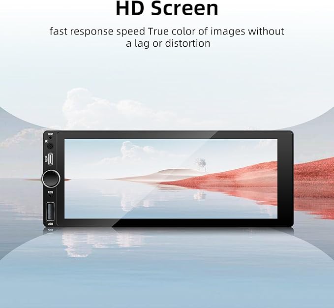 【Type-C&USB】 Single-Din-Car-Radio with Wireless-Apple-Carplay & Android-Auto,Carplay Screen for Car,6.86 Inch Touchscreen,Bluetooth Handsfree, Backup Camera, FM Radio