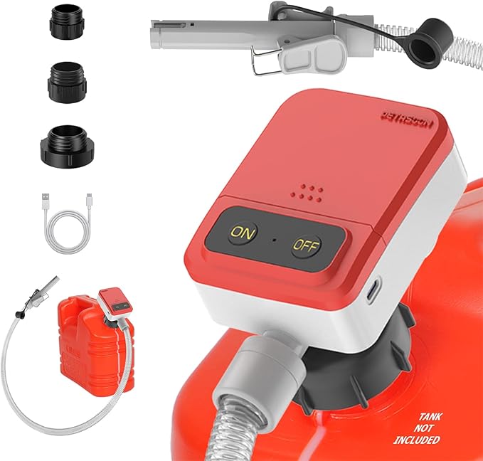 PETASOON Patented Fuel Transfer Pump Battery & USB Powered Operated 3.8GPM Gas Can Electric Automatic Pumps Transfer Gasoline Diesel Oil Liquid Water with Auto Stop(Gas Can Not Included)