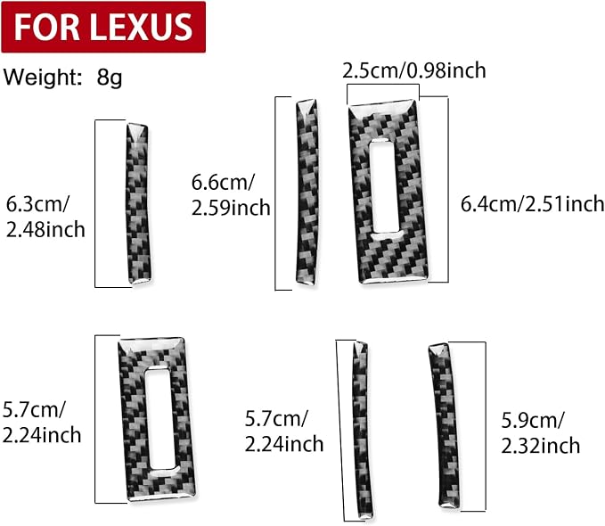 Soft Carbon Fiber Car Interiors Center Dash Left & Right Air Vents 6/pcs Decorative Stickers for Lexus RC300 350 200T 15-24 Carbon Fiber Interior Accessories