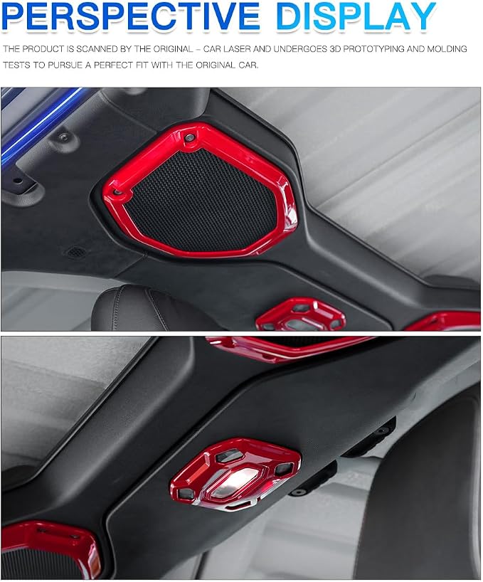 Barong for Jeep Wrangler JL JLU Gladiator JT 2018-2023 Accessories Interior Decoration Steering Wheel Gear Cup Holder Door Panel AC Air Vent Reading Light Cover 23PCS Full Set (Red)