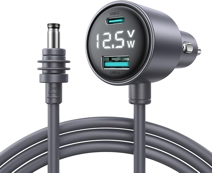 Starlink Mini Car Adapter, JOYROOM 10FT Starlink Mini Cable, Digital Voltage & Wattage Display, 12V-24V Cigarette Lighter Car Charger PD 45W USB-C & 30W USB-A Ports for RV, Boat & Truck