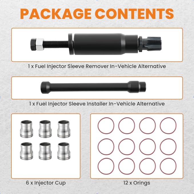 maXpeedingrods Injector Sleeve Cup Removal Installation Tool with Parts Kit for Caterpillar 3126 / 3216B for Cat C7 C9 with Style HUEI injectors