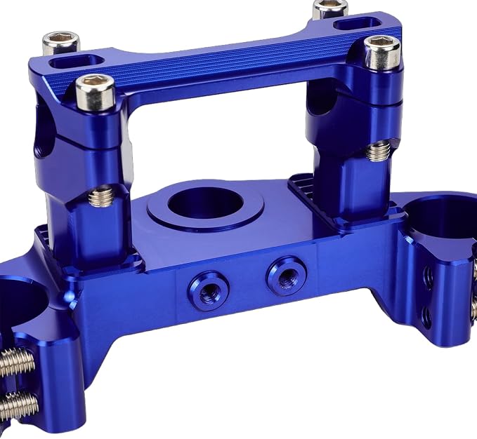 Triple Clamp with Risers Set for TTR 110 TTR110E TTR 110E 2008-2025, CNC Machined Aluminum Alloy | Handlebar Riser | Hard-Anodized | Direct Fit | Easy Installation Blue