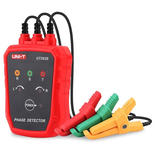 UNI-T 3 Phase Rotation Meter, AC 70-1000V Non-Contact Phase Sequence Detector with LED & Buzzer, Power Inspection Breakpoints Finding Positioning UT262E