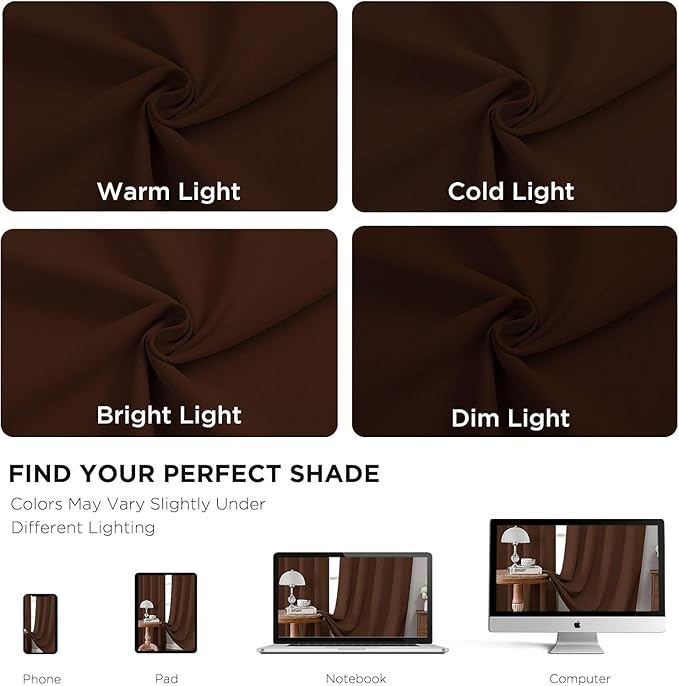 Joydeco Blackout Curtains 96 Inches Long for Bedroom, Thermal Insulated Black Out Curtains 2 Panels Set, Room Darkening Drapes for Living Room, Window Drapes(W52 x L96 Inch, Chocolate)