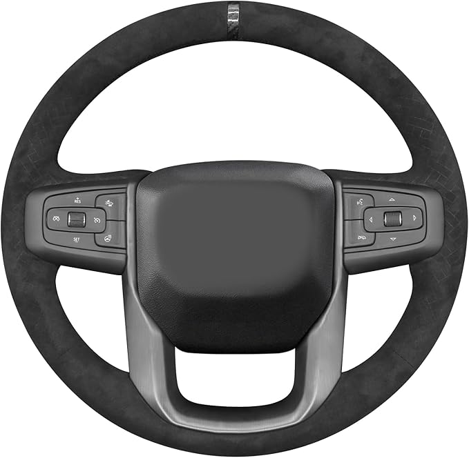 MEWANT Hand Stitch Steering Wheel Protector Wrap Cover for GMC Sierra 1500 2019-2023/Sierra 1500 Limited 2022/Sierra 2500 2020-2024/Sierra 3500 2020-2024/Yukon 2021-2023