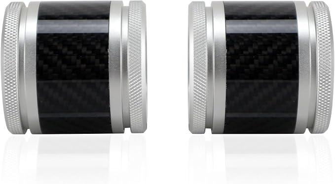 Crash Bar Sliders End Caps CNC Carbon Fiber Inlay Decorative Sliders Fits for 1.25" Front Engine Guard Rear Saddlebag Guard CNC 60mm (Silver)