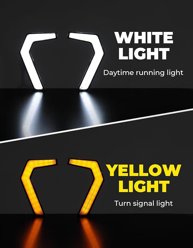 KEMIMOTO LED Turn Signal Fang Lights Compatible with Polaris General 1000/4 1000/ XP/XP 4 1000 2016-2026 Front Grille Fang Accent Light Signature Assembly UTV Accessories(2 pcs)