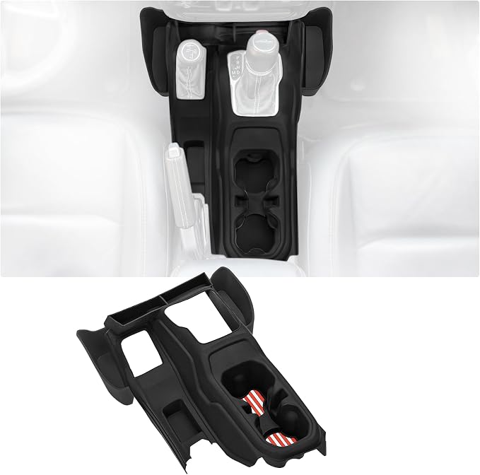 Center Console Organizer with Cup Holder Insert for 2018-2023 Jeep Wrangler JL Gladiator JT 2020-2025, Non-Slip Silicone Center Console Tray