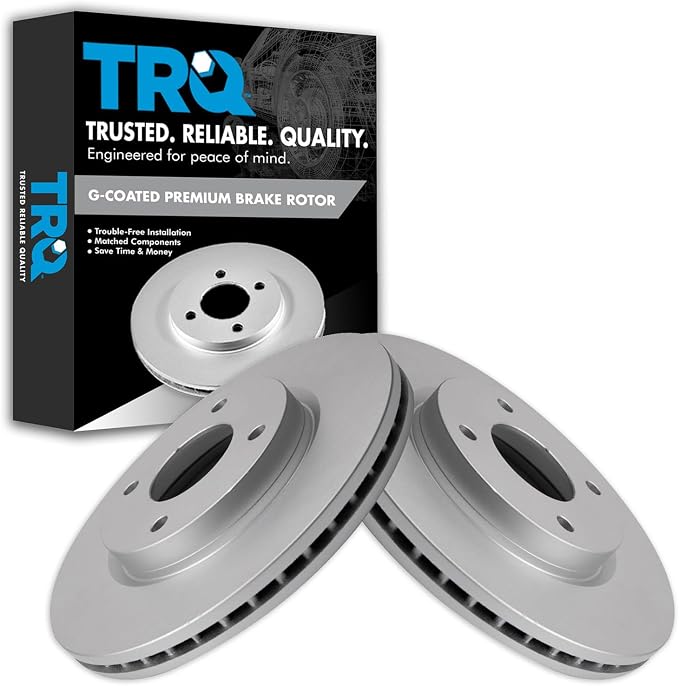 TRQ Front Brake Rotor Set G Coated Vented Compatible with 2009-2014 Nissan Cube 2007-2012 Sentra 2007-2012 Versa