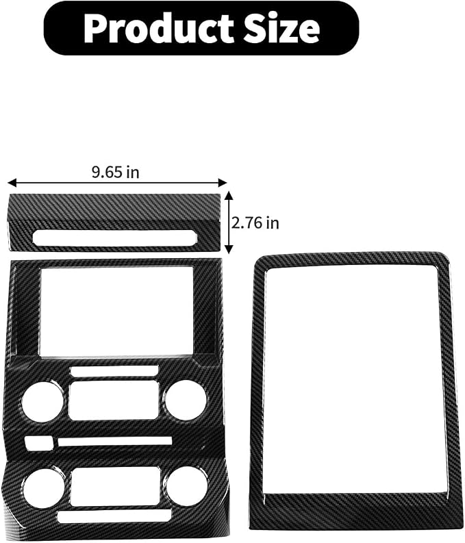 3Pcs Interior Trim Kit Fit for F150 2015-2020, Central Control Navigation Panel/Emergency Light Control Switch/Storage Compartment Decorative Frame (Carbon Fiber)