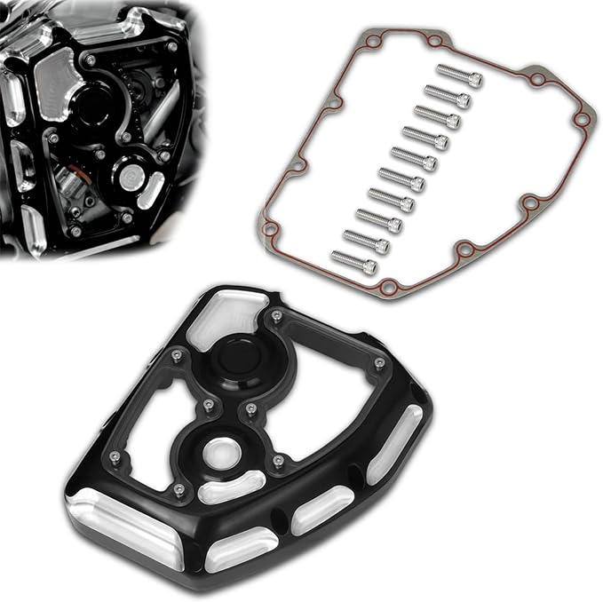 See Through Clarity Cam Cover for Harley 2001-2017 Twin Cam Dyna Softail Touring Models Motorcycle CNC Machined cam Cover (Contrast Cut)