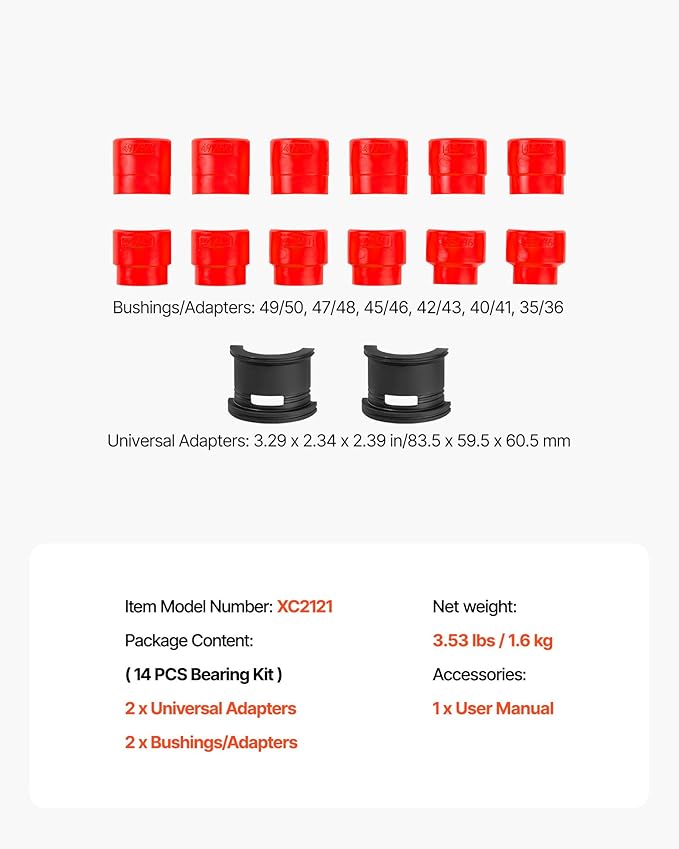 VEVOR Motorcycle Fork Seal Driver Tool Kit for 35mm-50mm Adjustable,Universal Bike Bearing Race and Seal Driver Tool Set 14pcs