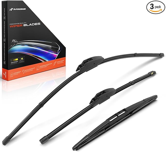 A-Premium 26"+17"+12" Windshield Wiper Blades Compatible with Honda CR-V 2017-2022 - Front Rear Wipers Blade Set for Hook/RL3 Arm Connector, with Wear Indicator & Towel (Pack of 3)