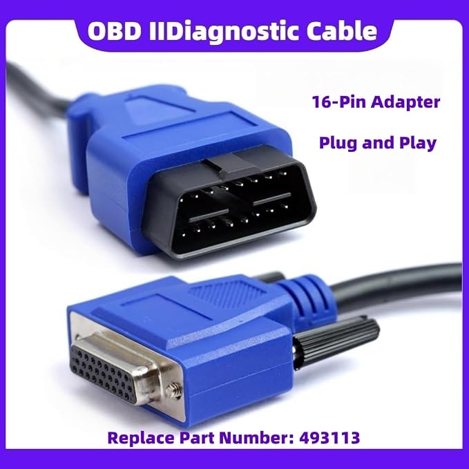 OBD2 16-Pin Cable Adapter for NEXIQ USB Link 2 & 3 J1962 Diagnostic Tool Compatible with Dodge, Ford, GM, Hino, Isuzu, Mack, Volvo Trucks,Replacement 493113