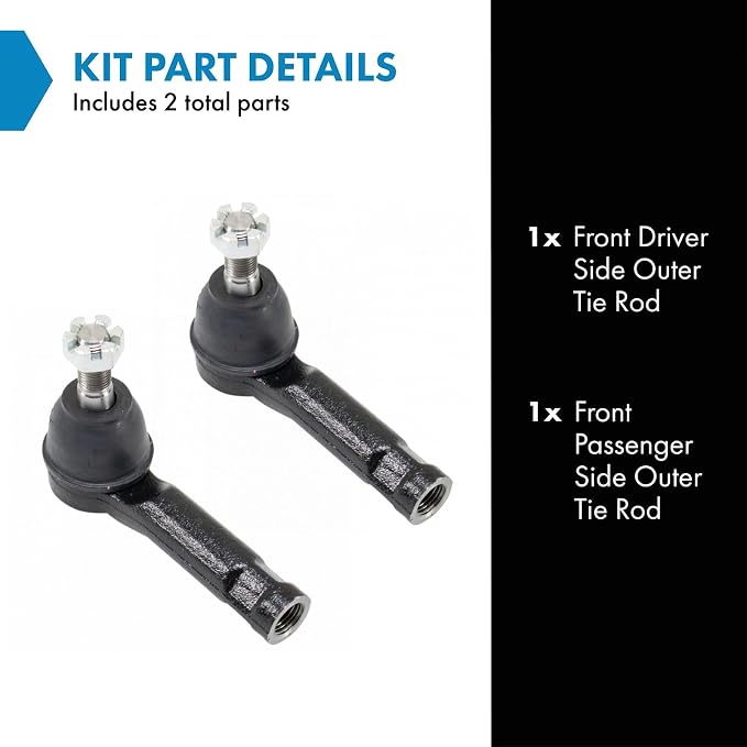 TRQ Front Outer Tie Rod Set 2 Piece Compatible with 2013-2016 Mazda CX-5
