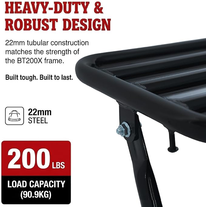 Heavy-Duty Rear Rack for Massimo Baja MB200 Warrior WR65, Mini Baja, Baja Heat, Baja Carbon 6.5 196cc HT65, MB165, 200lbs Load Capacity, Durable Design, Extended Axle & Installation Kit