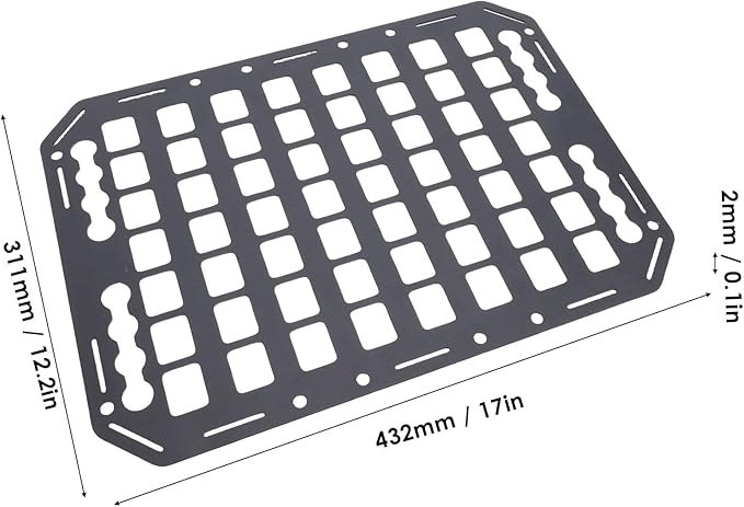 Molle Panel for Truck, 432 x 311 x 2mm Aluminum Side Bed Storage Panel Cargo Storage Organizer Tools Rack for Sedans SUVs Pickups RVs Trailers, Accessories