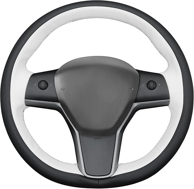 MEWANT Hand Stitch Steering Wheel Cover for Tesla Model Y 2023 Model 3 2023 DIY Steering Wheel Wrap Interior Accessory
