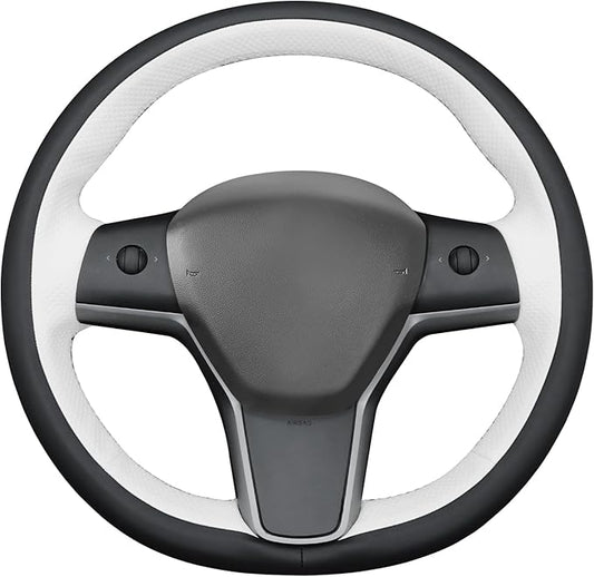 MEWANT Hand Stitch Steering Wheel Cover for Tesla Model Y 2023 Model 3 2023 DIY Steering Wheel Wrap Interior Accessory