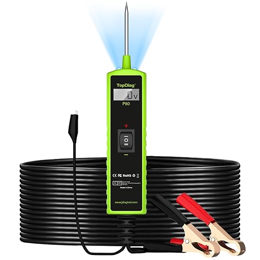Topdiag P60 Automotive Power Circuit Probe Tester, 12-24V Power Circuit Probe Kit, Short Circuit Automobile Finder，AC/DC Voltage Tester, Component Activation Tool