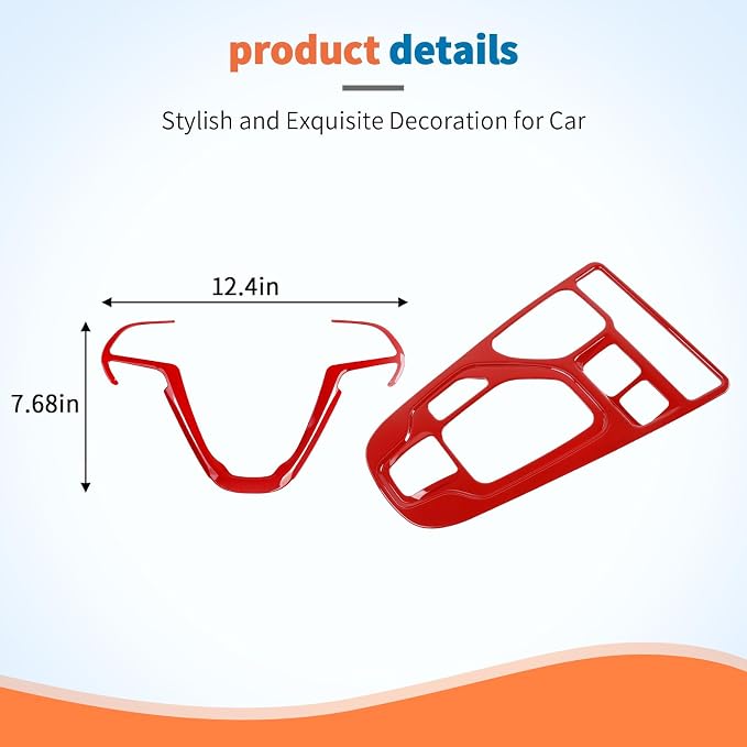 JeCar 2pcs Red Interior Trim Kit for 2019-2022 Jeep Cherokee Interior Accessories