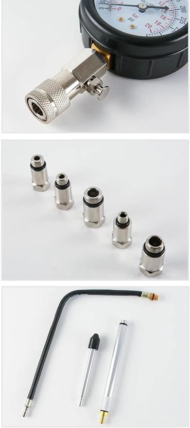 11PCS Engine Cylinder Compression Tester Kit, 0-300 PSI/0-20 Bar Gasoline Fuel Pressure Gauge Tool with M10 M12 M14 M16 M18 Adapters for Car Motorcycle ATV(11PCblue)