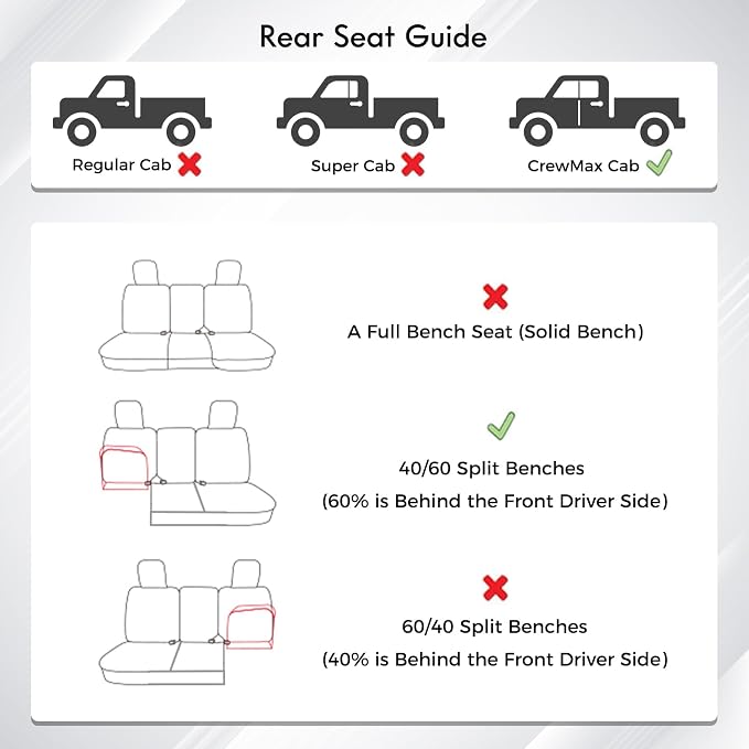 Huidasource for Toyota Tundra Rear Seat Cover, Nappa Leather Truck Rear Seat Cover, 360° Full-Coverage Toyota Rear Seat Covers 2014-2021 CrewMax, Compatible with Armrest Airbags (Back Row/Black＆Red)
