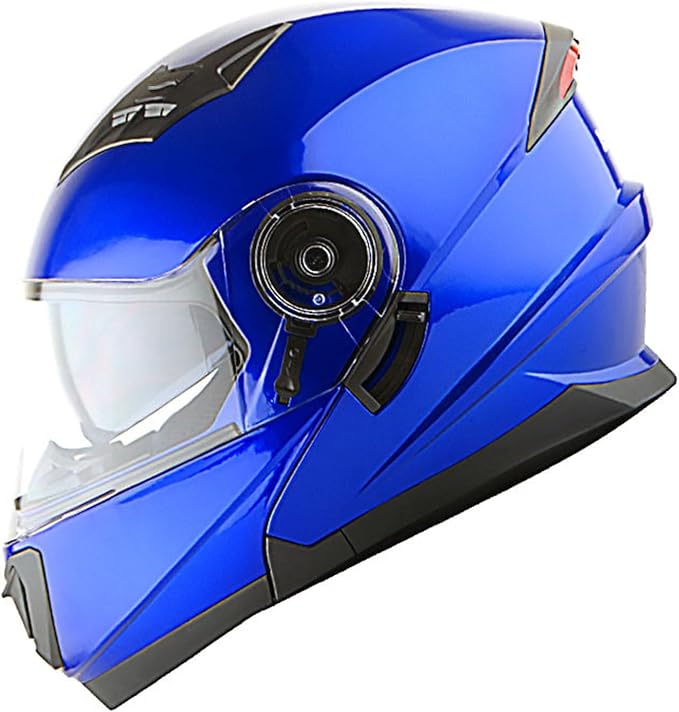 1Storm New Motorcycle Bike Modular Full Face Helmet Dual Visor Sun Shield with Rechargeable LED Tail Light: Glossy Blue