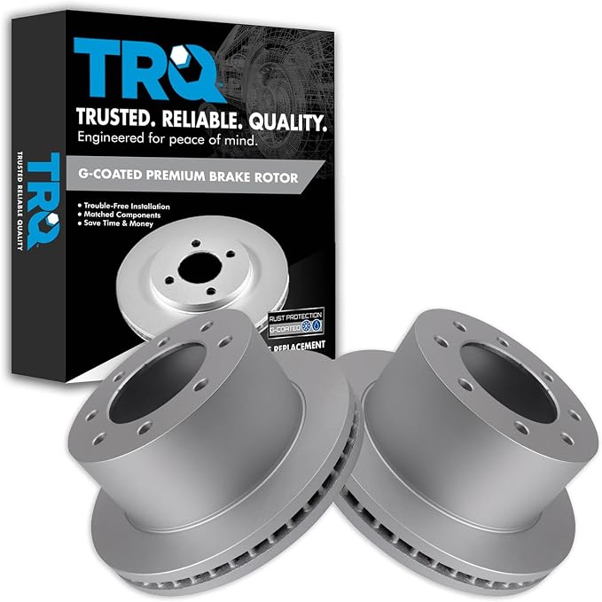 TRQ Rear Brake Rotors Set Vented Premium G-Coated Compatible with 2011-2019 Chevrolet Silverado 3500 HD GMC Sierra 3500 HD