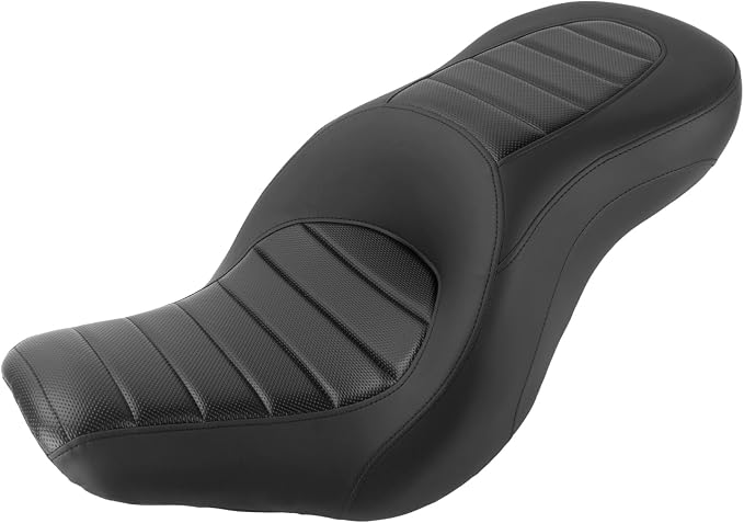 Motorcycle One-piece Seat Driver& Passenger Seat Fit for Harley Softail Low Rider FXLR FXLRS FXLRST 2018-later (#1 Seat-Striped)