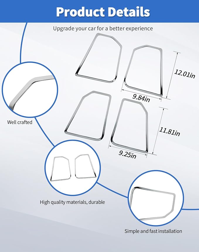 Interior Door Speaker Cover Trim Frame for Dodge Ram 1500 2010-2017 Car Interior Accessories, Chrome