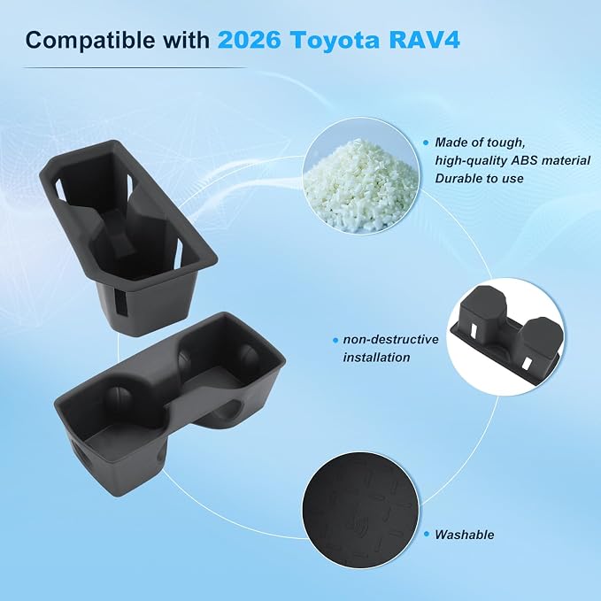 BIXUAN 2026 RAV4 Cup Holder Insert For 2026 Toyota RAV 4 Rear Row Seat Cup Holder Silicone Drink Cup Holder Liner Waterproof Anti-Slip No Rattling Easy to Clean 2026 RAV 4 Accessories