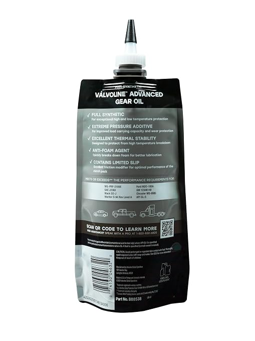 Valvoline Flexfill SAE 75W-140 Full Synthetic Gear Oil 1 QT, Case of 4