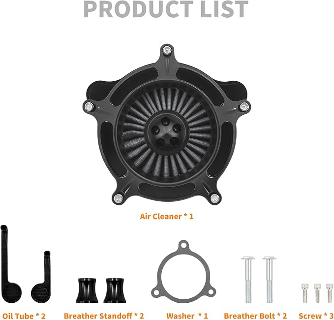 Air Cleaner Filter Aluminum Fit for Harley Touring Road King Street Glide Softail (Black Housing Grey Element, D For M8 Touring 17-23 Trike 17-25 Softail 18-24)