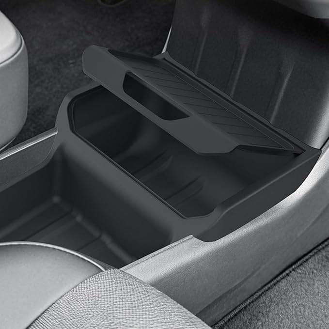 Center Console Organizer Compatible for Tesla 2025 Model Y Standard, Car Storage Organizer for Under Center Console, Car Accessories, Black Console Tray