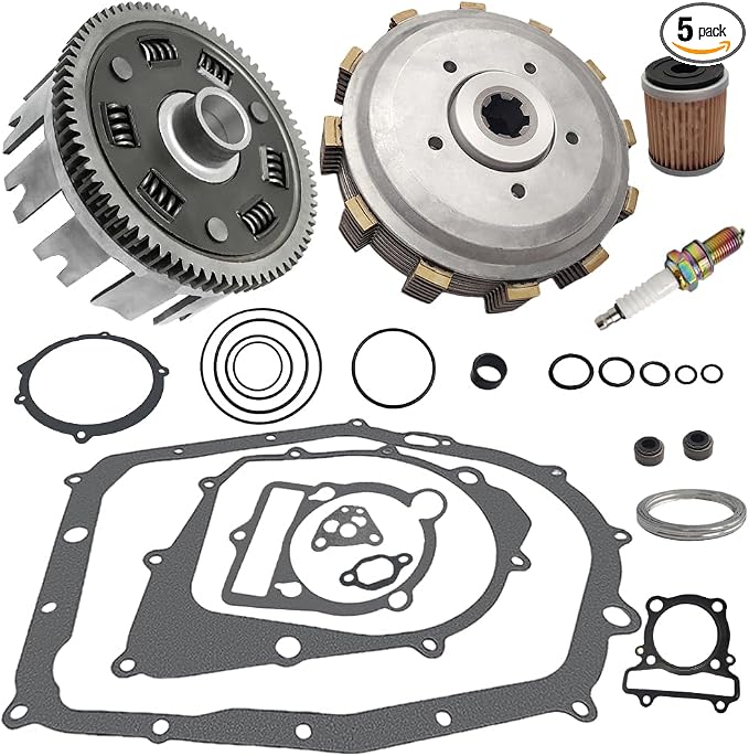 Clutch Assembly & Basket Kit Complete Gasket Compatible with Yamaha Warrior 350 Big Bear 350 4x4 Big Bear 350 2x4 Kodiak 400 Raptor 350 Moto-4 350 1987-2013