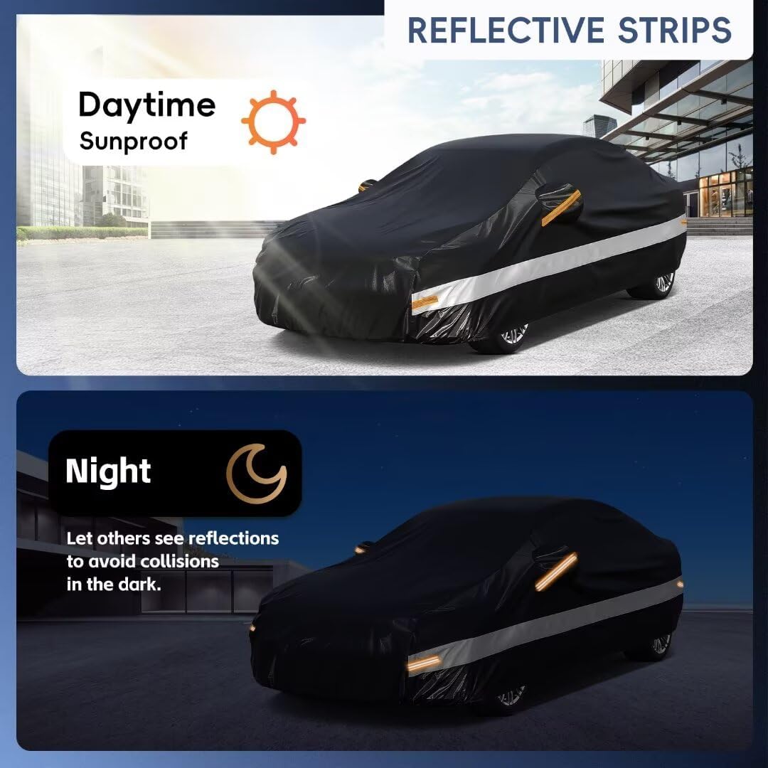 10 Layers Car Cover Custom Fit for Nissan Altima (2002-2024) Waterproof All Weather for Automobiles, Outdoor Full Cover Sun UV Rain Protection.Black