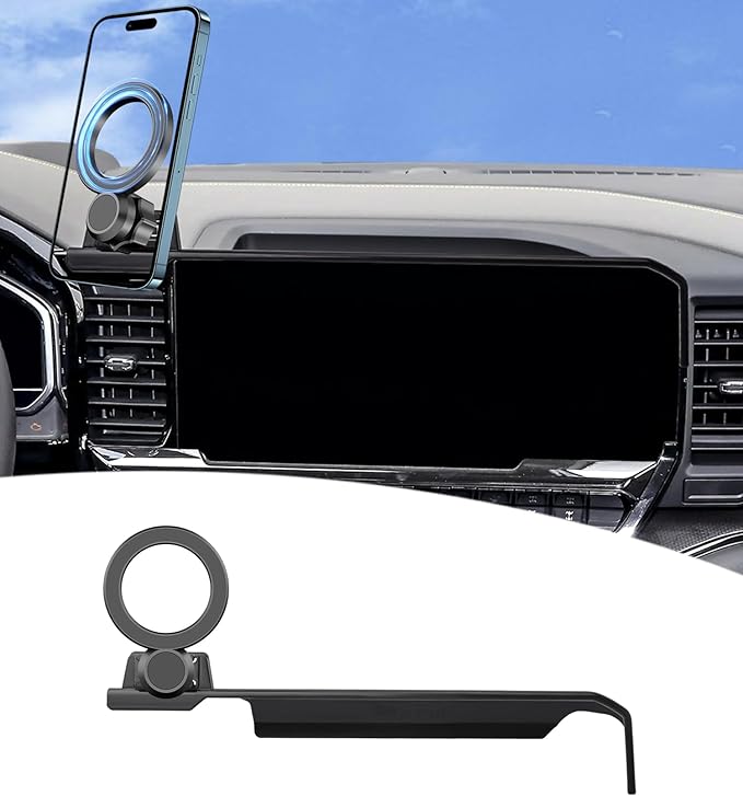 Magnetic Car Phone Mount for 2022-2026 Chevrolet Silverado 1500/2500/3500 Accessories, for MagSafe Strong Magnets Cell Phone Holder 13.4-Inch Screen Cradles, with Portable Phone Gripper