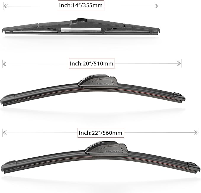 Windshield Wiper Blades Replacement for Scion xB 2008 2009 2010 2011 2012 2013 2014 2015 Original Factory Quality Front Rear Wipers Blade Set for My Car - 22" 20" 14" (Pack of 3)