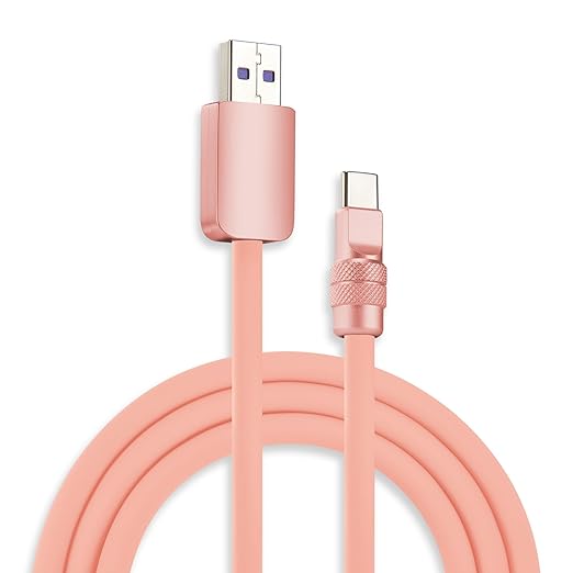 chubbycable Chubby 2.0 USB C 120W Fast Charging Cable Silicone Soft Durable USB C Cable Extra Thick Charger Cord Compatible with iPhone 17-15 Series iPad, Pink+Pink, USB-A to Type-C, 9.8FT
