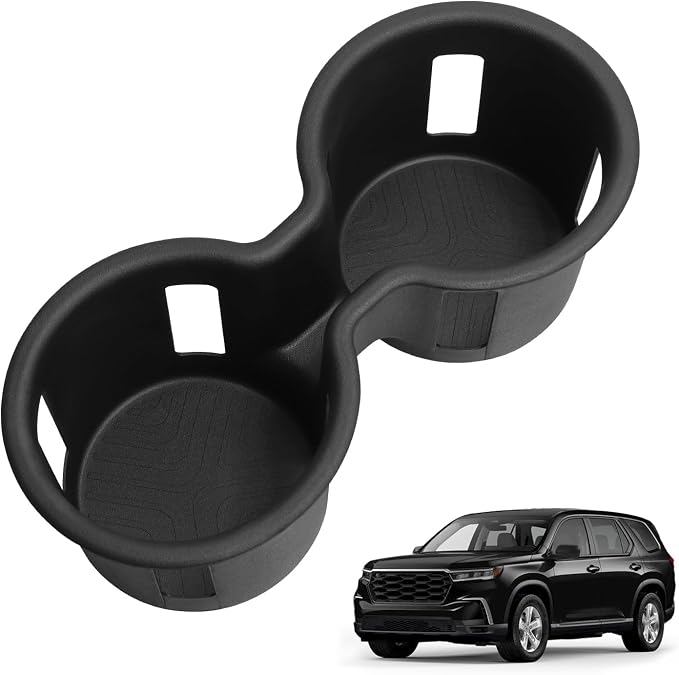 smabee Center Console Cup Holder Insert for Honda Pilot 2023-2026/ Passport 2024-2026/ Ridgeline 2024-2026 Car Accessories TPE Drinks Holder Box Organizer Car Interior Black