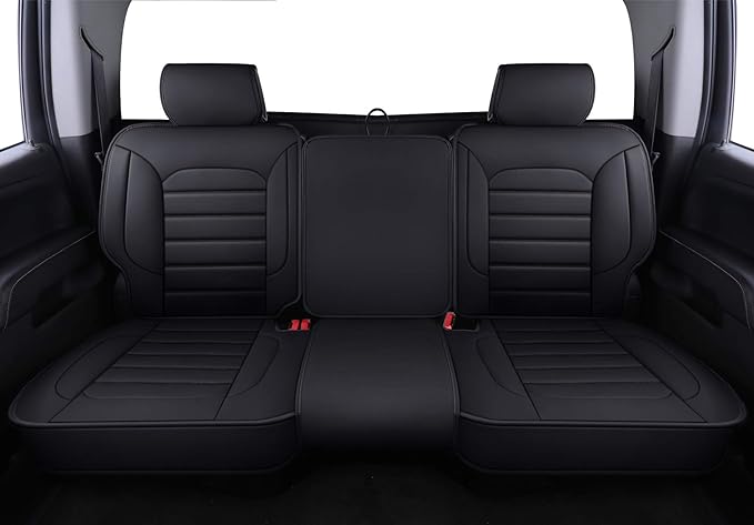 LUCKYMAN CLUB Silverado Seat Covers Fit for 2007-2023 2024 2025 Chevy Silverado Sierra 1500 2500 3500 Crew,Double,Extended Cab with Water Proof Faux Leather (Black Full Set)