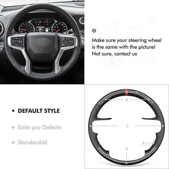MEWANT DIY Black Artificial Leather PU Carbon Fiber Steering Wheel Cover for Chevy Blazer Silverado 1500 2500 Suburban