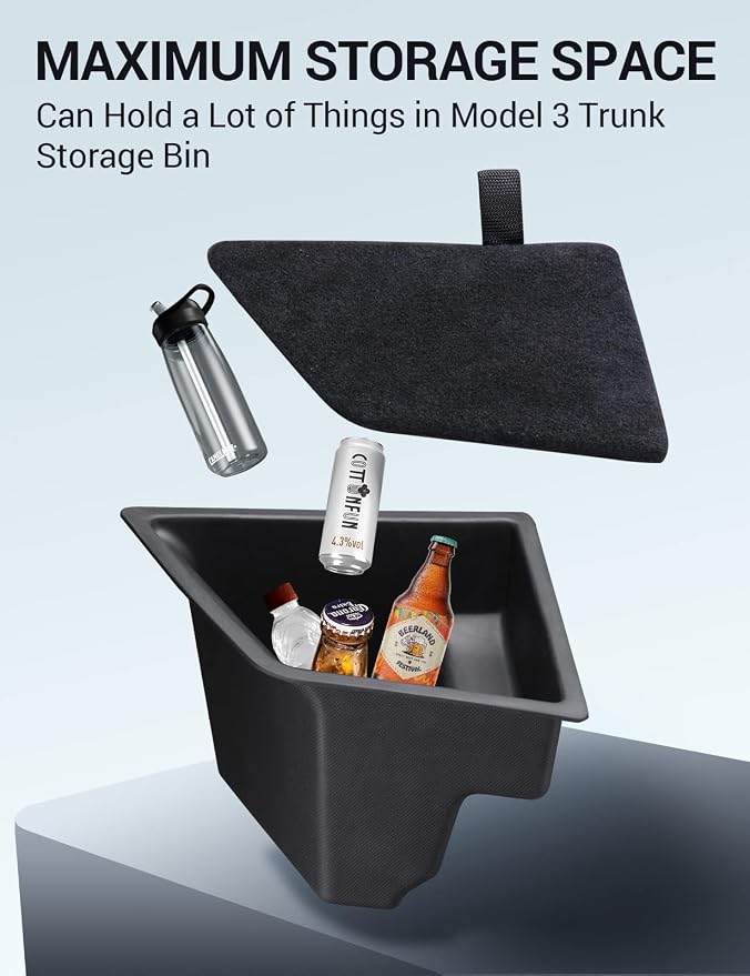 BASENOR 2023 2022 2021 Tesla Model 3 Trunk Storage Bins and Model 3 Lower Center Console Organizer