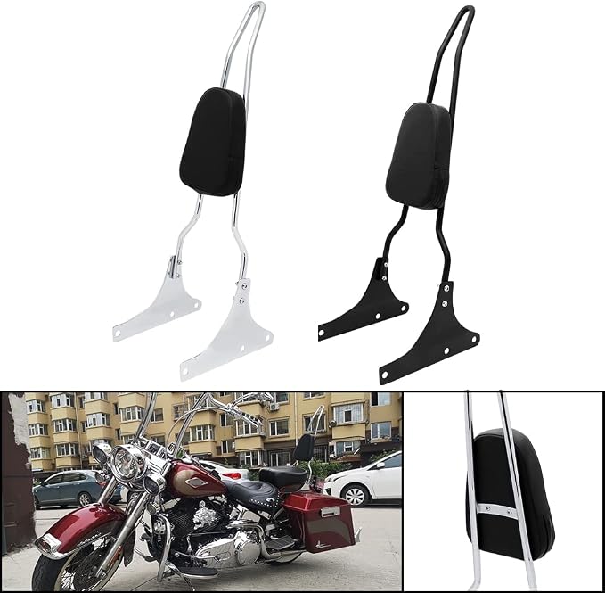 Motorcycle Rear Passenger Backrest Sissy Bar Compatible With Harley Davidson Heritage Softail FXSTC FLSTC Springer FLSTS Fat Boy EFI FLSTF,Black