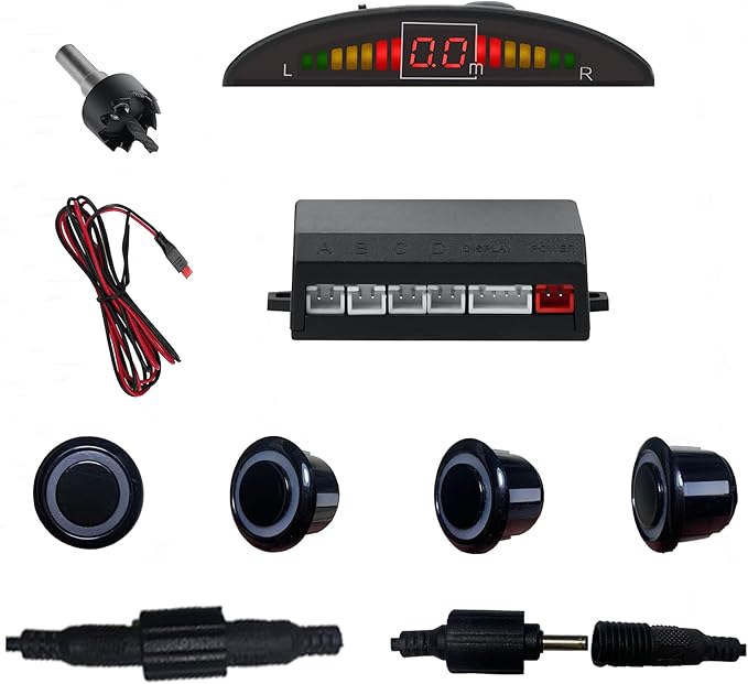 Parking Sensor Kit Backup Sensor Kit Reverse Sensor for Car 18 Color Options for Probes Adjustable Alarm Volume Professional Sensore de Reversa para Carro Safe Driving Assistant（Black）
