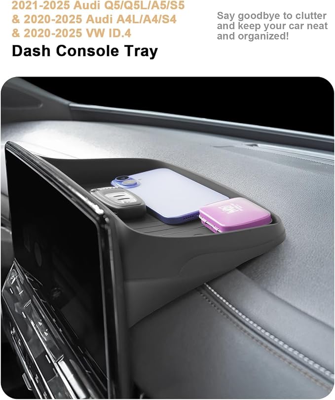 ECOZEN 2025 Audi Q5 Dash Console Organizer - Behind Screen Organizer For 2021-2025 Audi Q5/Q5L/A5/S5 & 2020-2025 Audi A4L/A4/S4 Accessories Silicone Dashboard Storage